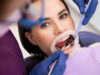 Portrait of young woman taking care of dental hygiene